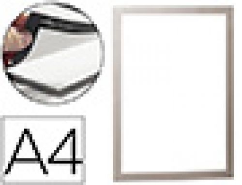 Moldura porta anuncios durable magnetico din a4 dorso adesivo removivel cor prata pack de 2 unidades , Durable , 78353 , 4005546404882